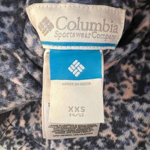 Columbia Reversible Floral Fleece Puffy Vest Girls XXS 4-5 Navy Blue EUC - Picture 6 of 7